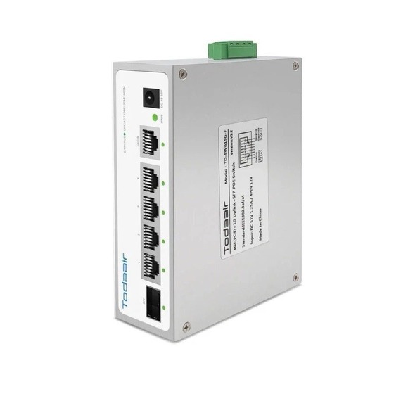 Hardened Industrial Gigabit PoE Switch, 4x Gigabit Poe+ 802.3af TODAAIR 6 Port - Picture 1 of 7